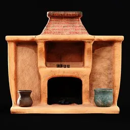 Rustic Clay Kitchen Fireplace