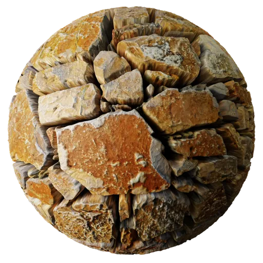 2K PBR stone material with detailed tiling and realistic displacement for 3D modeling in Blender and other software.