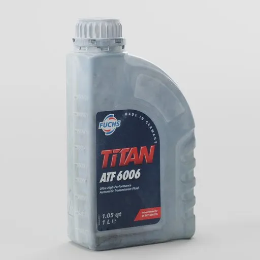 Detailed render of a 3D model industrial fluid bottle for Blender, showcasing texture and lighting.