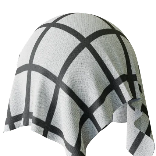 High-resolution white checkered fabric PBR material for 3D rendering in Blender and other software.