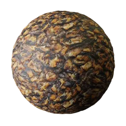 High-resolution charred crispy food texture for PBR material in Blender 3D, with detailed burnt and caramelized surfaces.