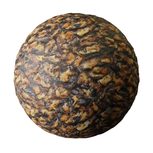 High-resolution charred crispy food texture for PBR material in Blender 3D, with detailed burnt and caramelized surfaces.