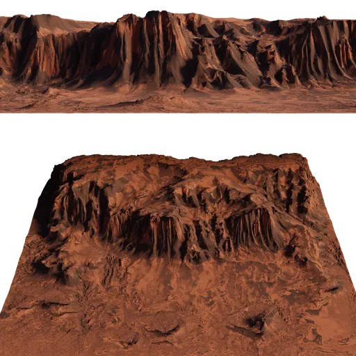 High-resolution 3D digital sculpt of rugged cliffs and mountains with detailed 4K textures, perfect for Blender rendering.