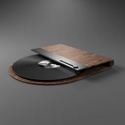 Sleek modern turntable 3D render showcasing a stylized vinyl player, perfect for Blender 3D visualization projects.