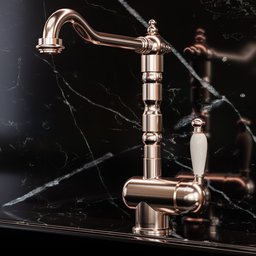 Highly detailed Blender 3D model of a sleek, modern faucet with a polished finish, rendered in cycles, available in blend format.