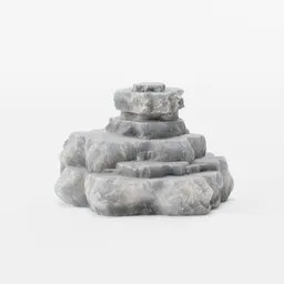 "Low-poly Rocky Boulder Group 3 3D model for Blender 3D, featuring PBR textures. This landscape category model depicts a clustered group of rocky boulders forming a pinnacle. Great for virtual worlds and gaming."