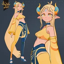 Anime Blonde Elf Fantasy Girl-Rigged