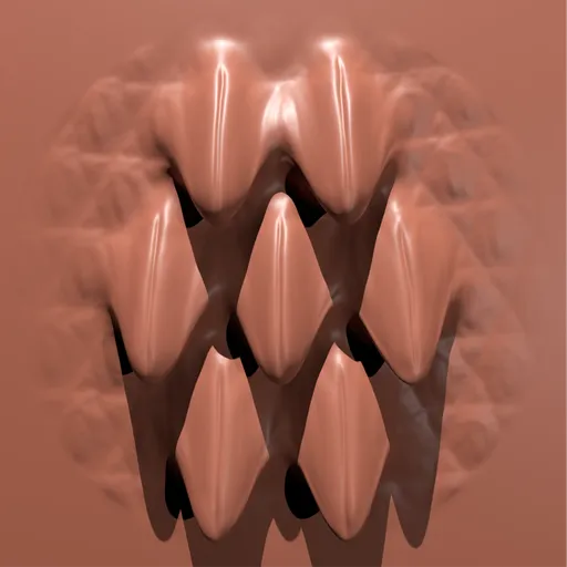 3D sculpting brush for Blender creating detailed dragon scale textures on modeled creatures.