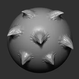 3D sculpting brush creating spike shapes on a digital model, suitable for adding detailed demon textures in Blender 3D.