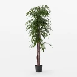 Detailed Blender 3D model of an editable, artificial willow tree for indoor nature scenes, ready for customization.