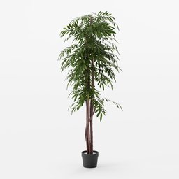 "Artificial Willow Tree 180 cm 3D model for Blender 3D, perfect for adding a touch of nature to your indoor scenes. Easily customize the tree by rotating or deleting leaves. Based on a real product, this tall and slender plant is perfect for wood furnishing and fragrant plant arrangements."