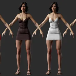 Lace Strappy Mini Dress Character