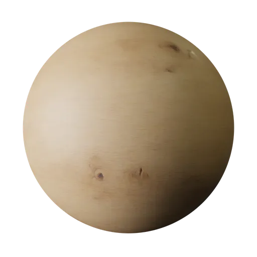 High-quality PBR natural pine wood texture for 3D modeling in Blender, featuring light beige tones and authentic dark knots.