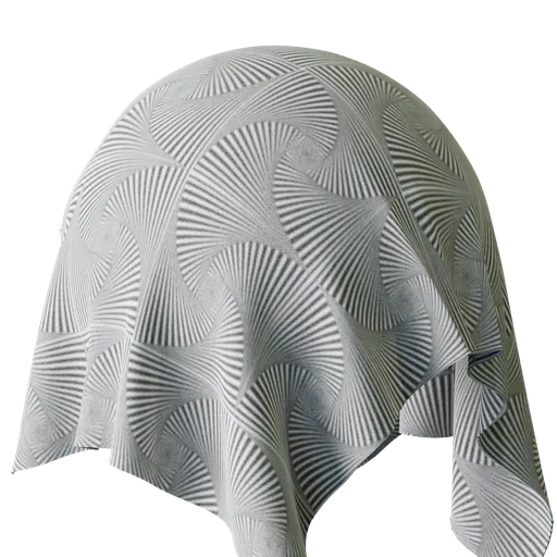 High-resolution gray fan fabric PBR material for 3D modeling in Blender, detailed 4K texture.