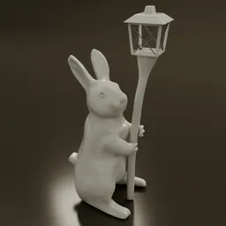 Interior Rabbit holding a light fixture