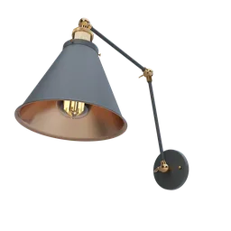 Detailed 3D model of a modern Romatti wall lamp with adjustable armature, designed in Blender.