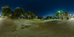 Nighttime road entrance