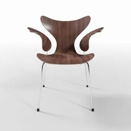Detailed 3D model showcase of a contemporary wooden Lily chair with stylish metal legs, perfect for modern interior design renders in Blender.