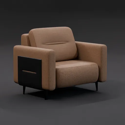 Tan Fabric Lounge Armchair