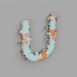 Rough metal Letter U