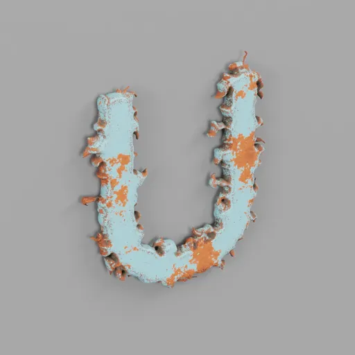 Rough metal Letter U