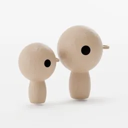 3D clay sculpture model pair in Blender, simple and modern design, isolated on white.