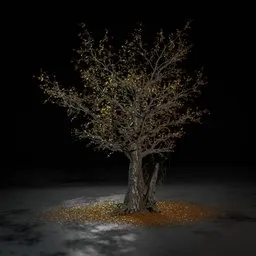 Detailed 3D maple tree model with autumn leaves, compatible with Blender Eevee and Cycles render engines.