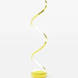 Twisting yellow 3D table lamp model, optimized for Blender 3D, showcasing modern design lighting.