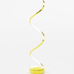 "Table Lamp LS23: A stunning piece of functional art for your home. Featuring a sleek gold body and twisted yellow and white spiral sculpture, this award-winning design by Louise Abbéma is a must-have for any modern interior. Created in Blender 3D."