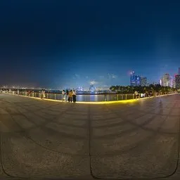 Nighttime seaside viewing platform