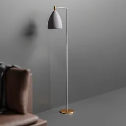 Elegant 3D-rendered gray and gold floor lamp for virtual interior design in Blender.