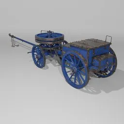 Detailed 3D model of 1842 Prussian supply cart, featuring over 300 movable parts suitable for Blender.