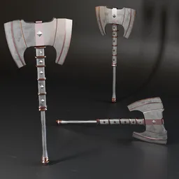 3D low poly ax model with high-quality metal materials for war game design, usable with subdivision modifier for enhanced detail.