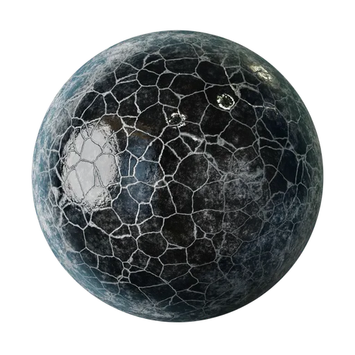 Detailed cracked ice texture for 3D modeling in Blender, featuring realistic procedural patterns suitable for PBR workflows.