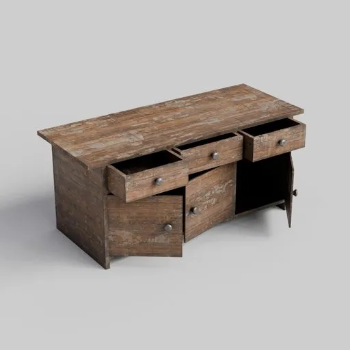 Weathered Wooden Sideboard Cabinet