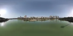 Green lake sunshine clouds