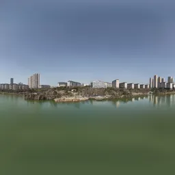 Green lake sunshine clouds