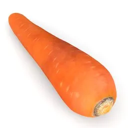Detailed 3D model of an orange carrot, optimized for rendering in Blender, ideal for food scenes.