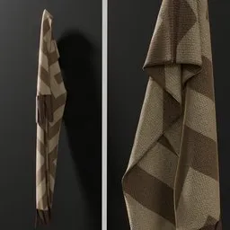 Realistic draped checkered scarf 3D model for Blender, displaying detailed fabric texture and folds.