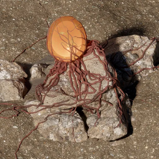 Detailed 3D model of alien egg with tendrils for Blender, featuring procedural animation and UV generation.