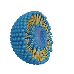 Detailed 3D rendering of a spherical blue liposomal structure with protruding elements for Blender.