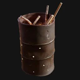 Perforated Steel Burn Barrel Dented