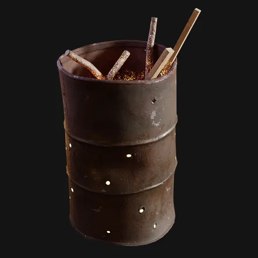 Perforated Steel Burn Barrel Dented