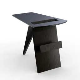 "Blender 3D model of Magazine Table Model 6500 by Jens Risom for Fredericia. Lacquered black oak design from 1949 with a magazine holder on top."