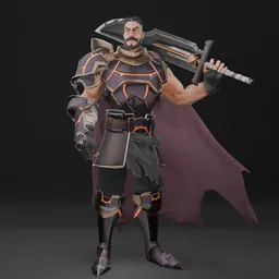 Warrior Stylized Black- Rigged - Lowpoly