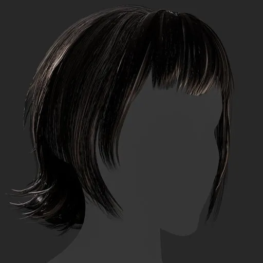 Black Straight Medium Hair