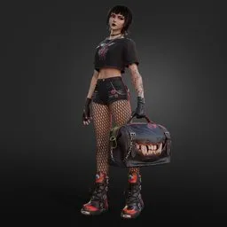 Goth Punk Girl Character