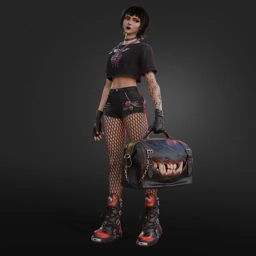 Goth Punk Girl Character