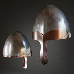 Detailed Blender 3D ancient helmet model with metallic finish and authentic design.