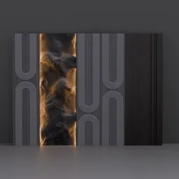 Stone & Fluted Arch wall Panel